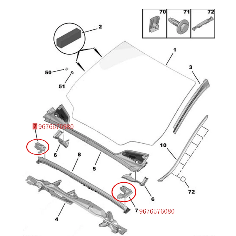 Suitable for Citroen C4L windshield foam OEM 9676575980 9676576080