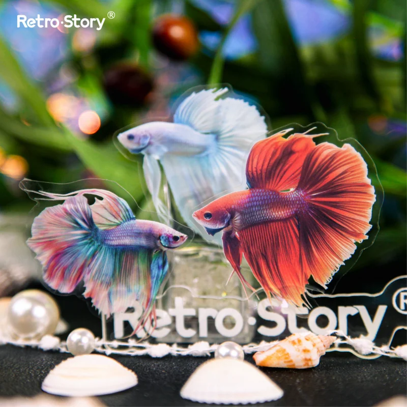20pcs/lot Ocean Betta Fish Themed Stickers, Beautiful Colorful Betta Marine Style, Journal Collage Decor Stickers