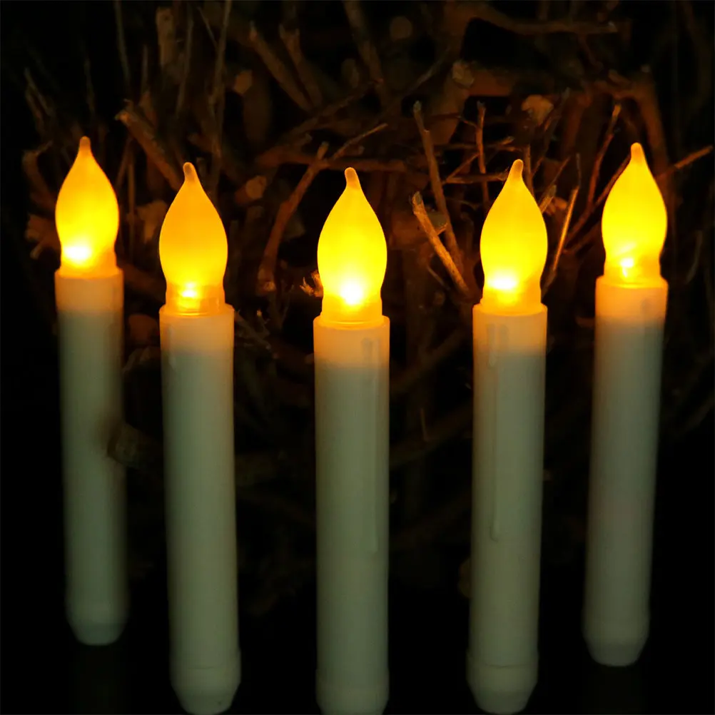 12Pcs LED Electronic Taper Candles Flameless Lights Romantic Wedding Decoration Safe for Kids Pets Anniversary