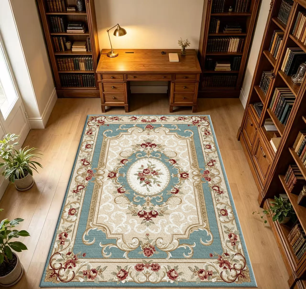 European Retro Floral Pattern Carpet French Country Style Living Room Bedroom Decorative Carpet