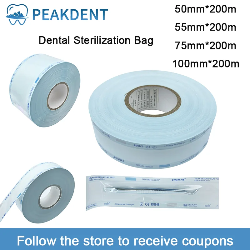 Dental Sterilization roll Bags to Sterilize Instrumental 200M Disposable Autoclave Packing Bag For Sealing Machine Oral Product