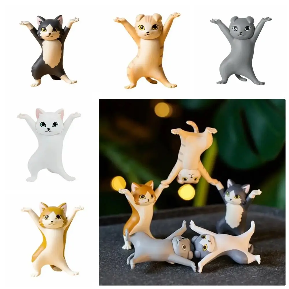 Small Cat Statue Hand-made Cat Miniatures PVC DIY Cat Pen Holder Cute Cartoon Car Cat Ornaments Kid