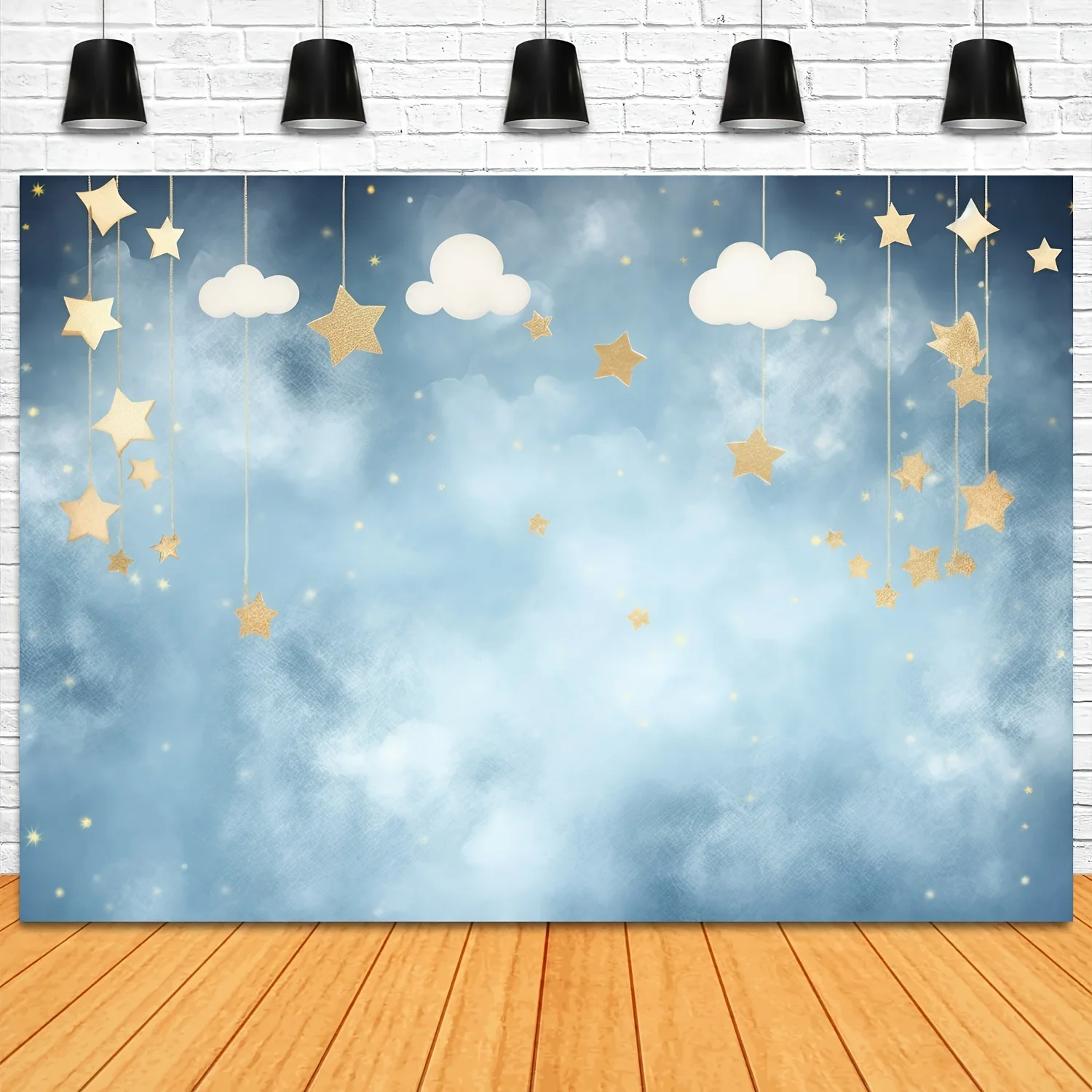 1 piece of Blue and White Cloud Dreamland Photography Background - Hanging Venus Prop - Sparkling Little Star Advanced Banner