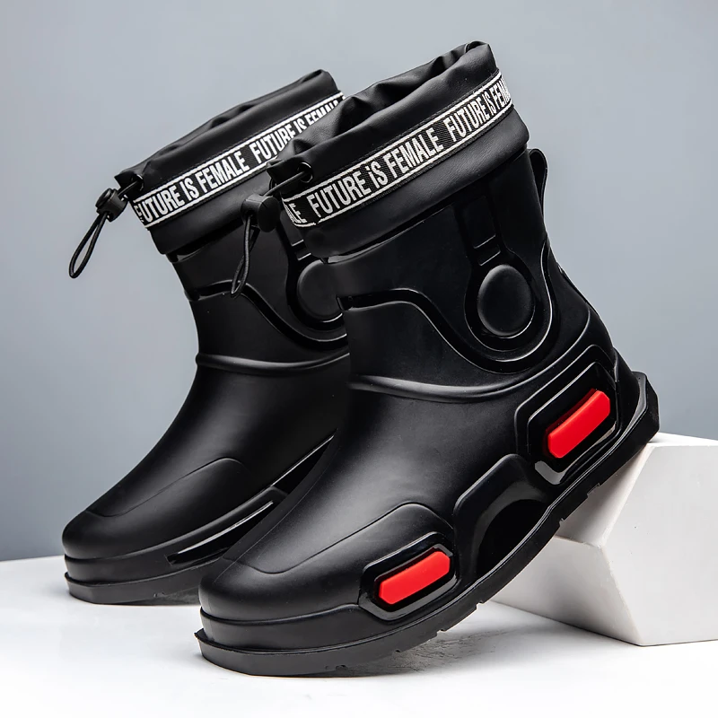 Bottes de pluie hautes imperméables pour hommes, chaussures de pêche pour jeunes hommes, randonnée en Y, travail de chef non ald, rinçage, quatre saisons