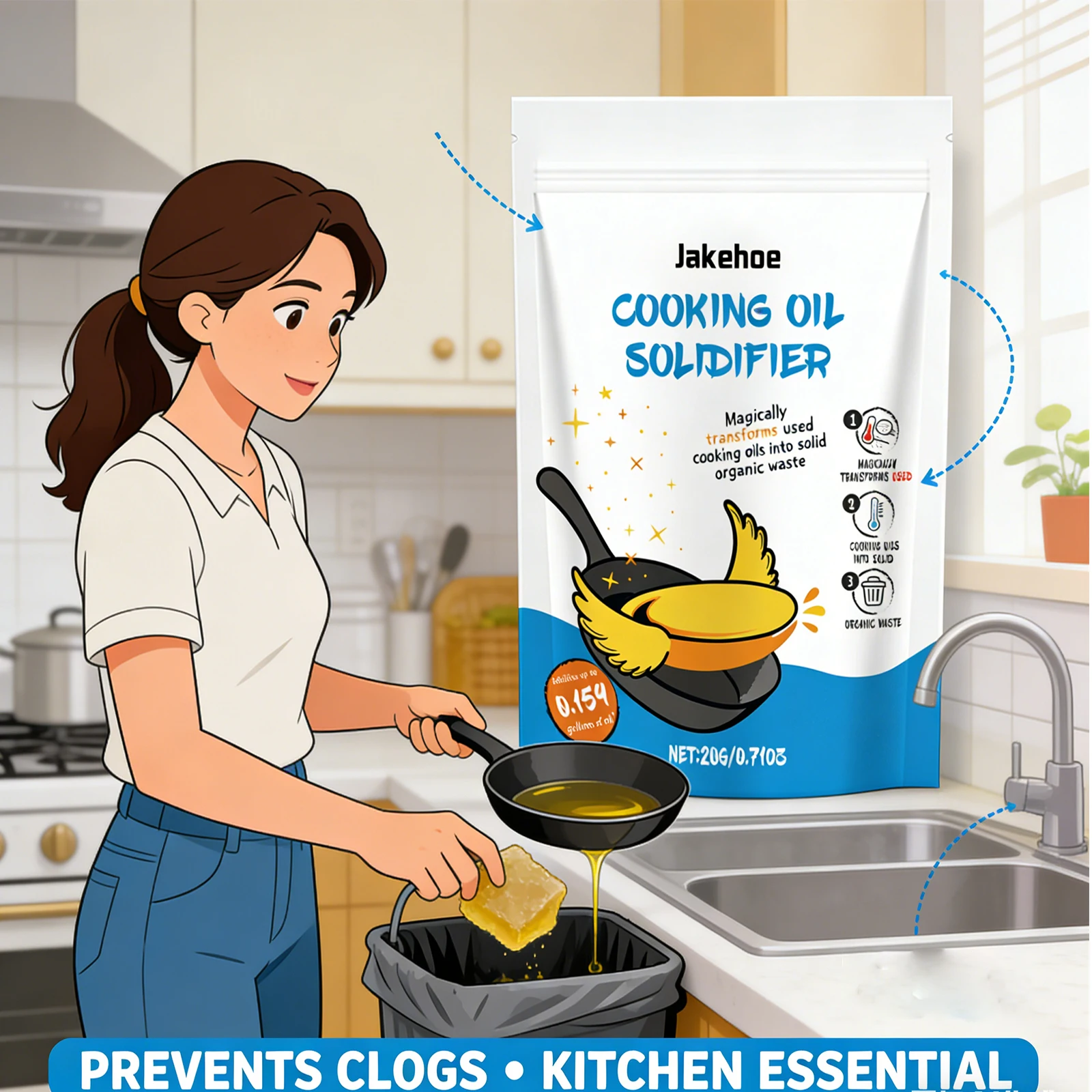 

Edible Oil Coagulant Quickly Solidify Waste Oil Wide Application Environmental Friendly Kitchen Waste Oil Solidification Powder