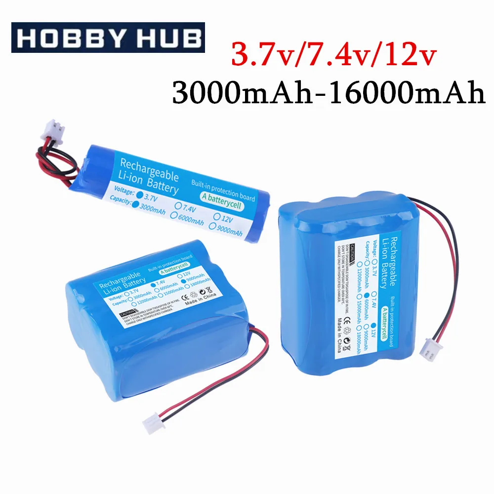 3.7V 7.4V 11.1V 12V 18650 8000mAh with wires Lithium ion rechargeable battery with PCB for Bluetooth Speaker Solar headlights