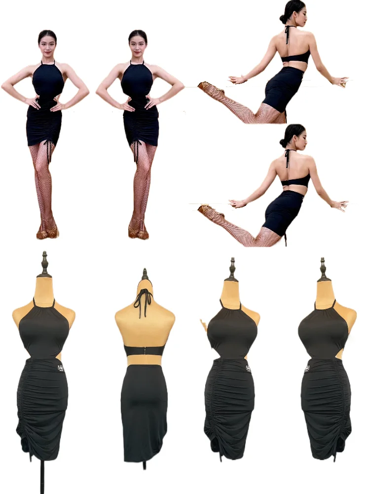 

MZDance Ladies Drawstring Hip Wrap Latin Dance Dress, Slim Fit for Rumba Cha Cha Samba Practice