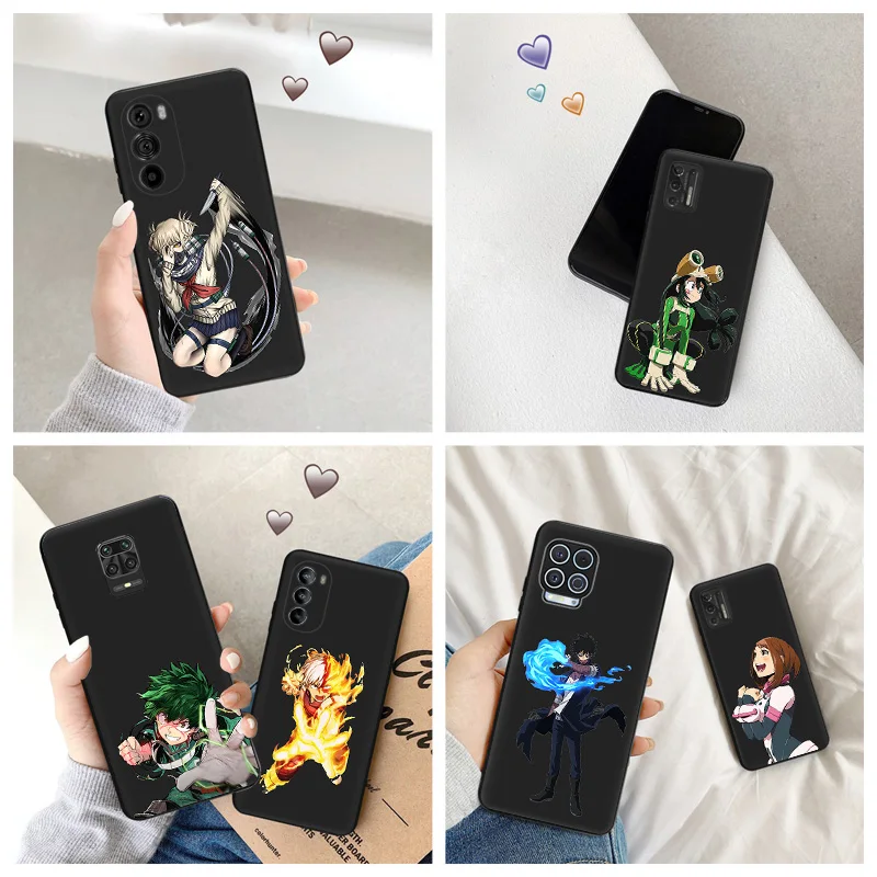 Silicone Black Phone Case for Moto G72 G53 G73 G9 G50 G51 G60 G71 G22 G32 G52 My Hero Academia All·Might Edge 30 20 40 Pro Cover