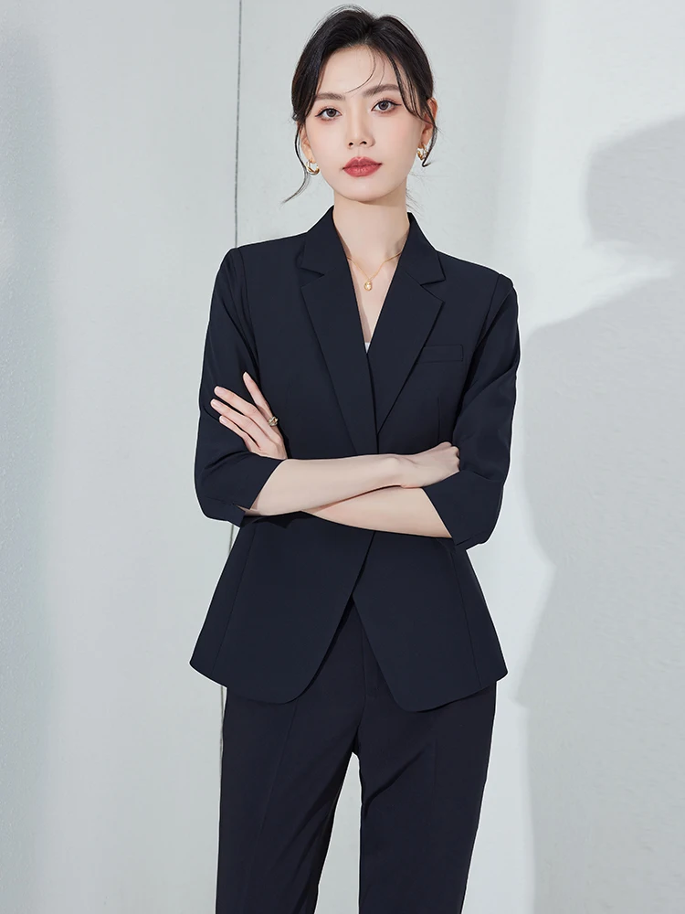 Women's Summer Thin Seven-Quarter Sleeve Suit Jacket Professional Career High-End Interview Formal Western Wear Work Uniform
