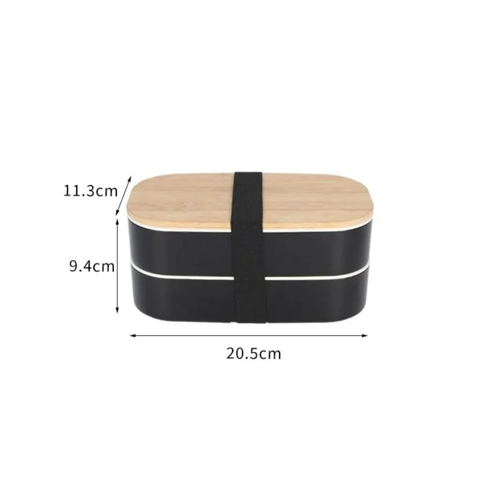 1200ML Divided Lunch Box Picnic Microwave Wooden Cover Japanese Bento Box Portable Double Layer Food Container For Kids