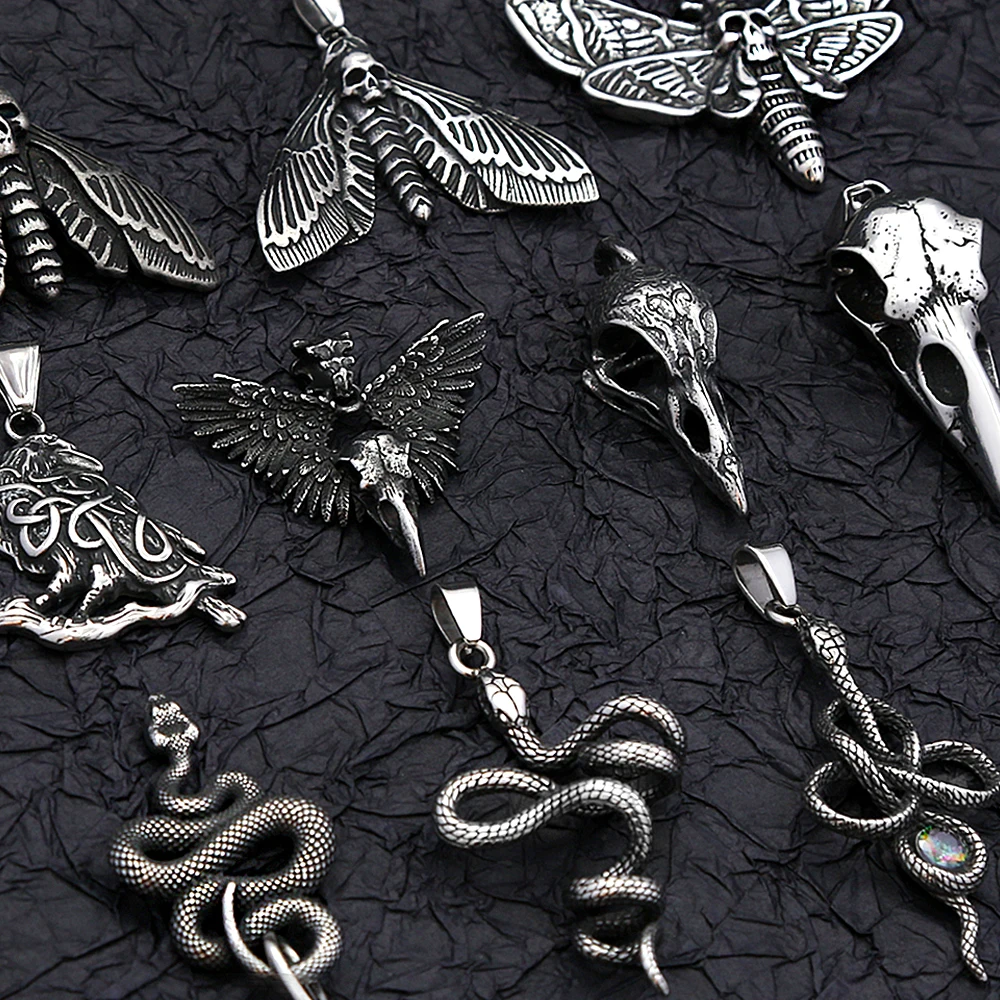 

Vintage Animal Skull Pendant Stainless Steel Punk Crow Necklaces For Men Women Unique Biker Amulet Jewelry Gifts Dropshipping