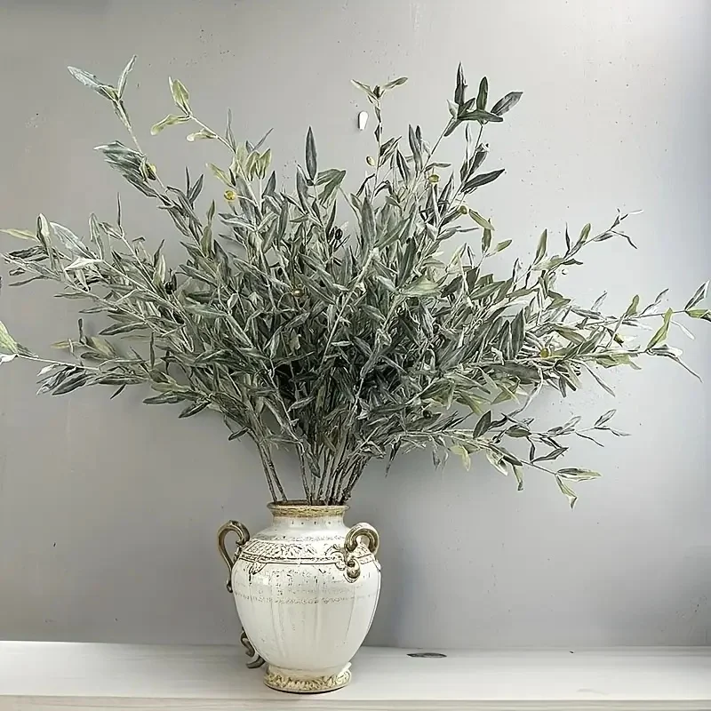 Branche d'olivier artificielle avec fausses feuilles réalistes, plantes pour décoration de salle de mariage, couronne de fleurs arquées, noël en plein air