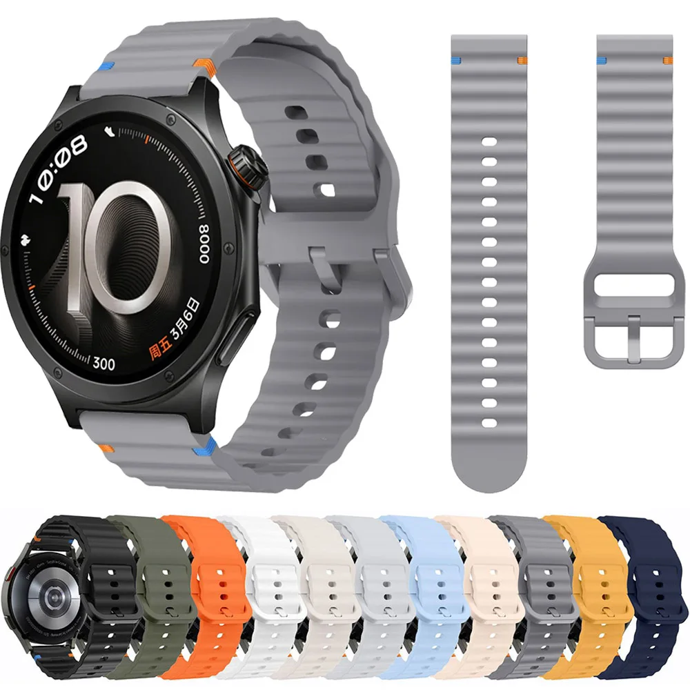 Bracelet en silicone ondulé 18 mm 20 mm 22 mm pour Oneplus Watch 3 43 mm/4 3 2 2R Lite, bracelet pour Samsung Galaxy Watch 7 FE 6 5/Amazfit Bip