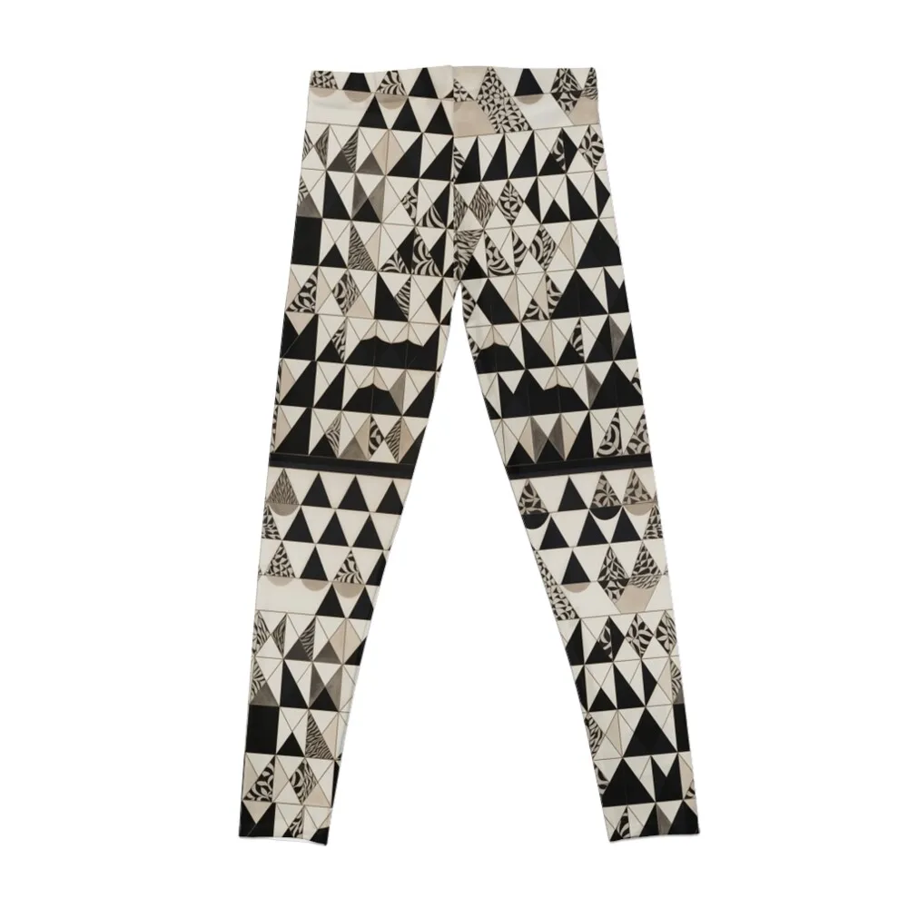 Zebra Beige Black and White Print, Ultimate Anglo Gothic, Danish triangle Design Leggings sports woman gym Womens Leggings