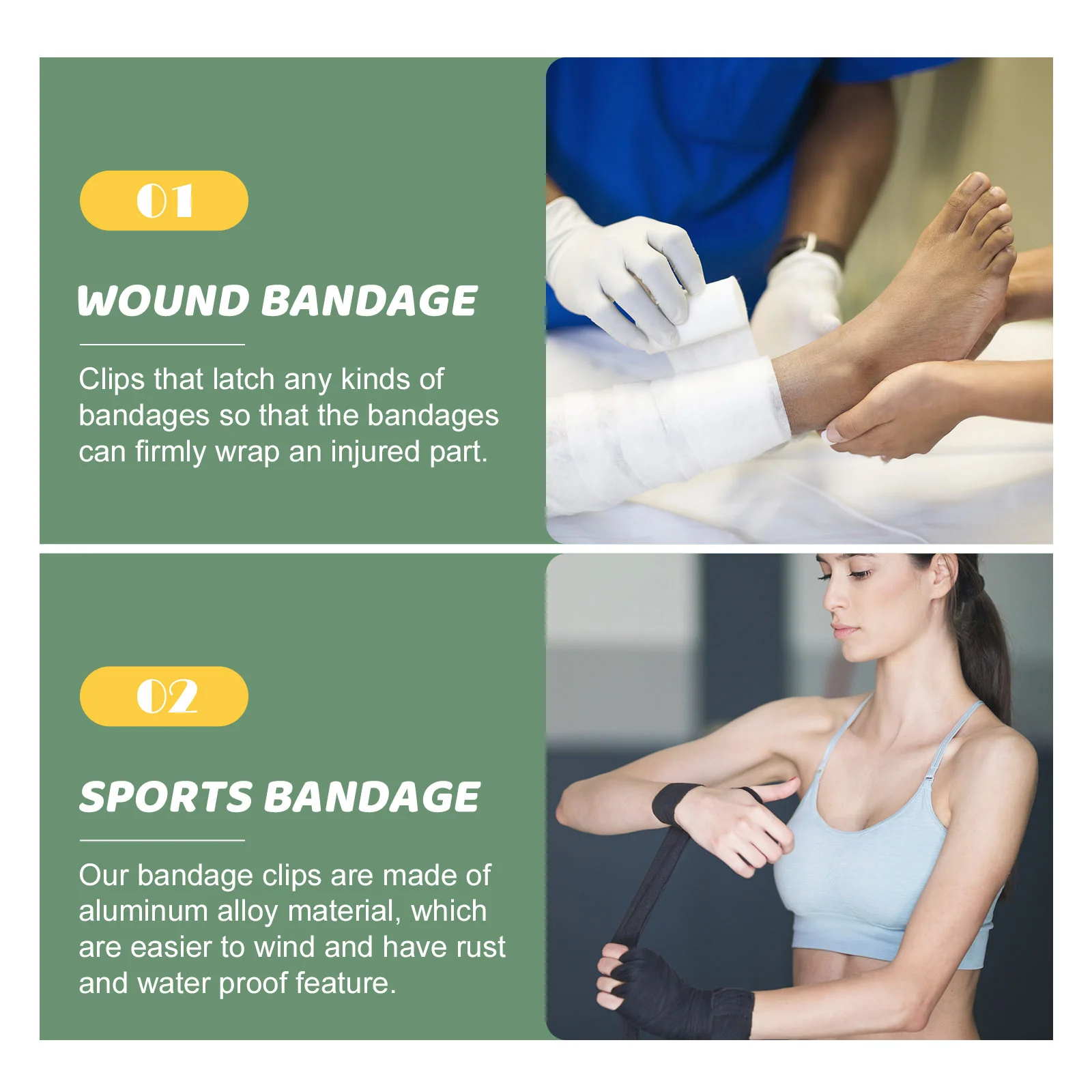 Clips artificiel astiques en Métal pour Divers Types de Bandages, Fermoirs Commandés, réinitialisation Extensible, réinitialisation pour Envelopper le Corps, 50 Pièces