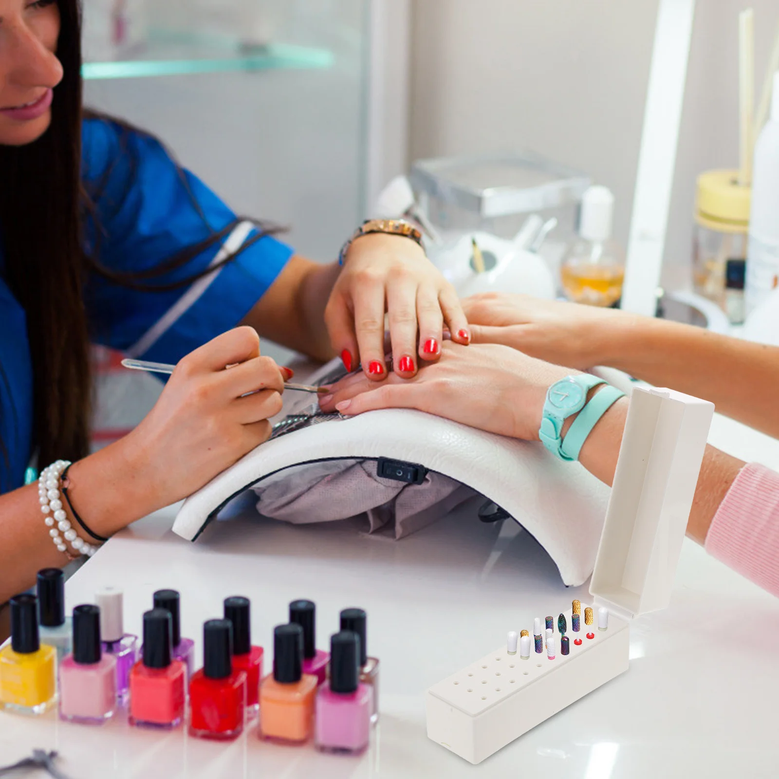 

2Pcs Nail Drill Bits Case 30-Hole Storage Organizer Durable Stable Container Nail Art Grinding Head Holder for Salon Home