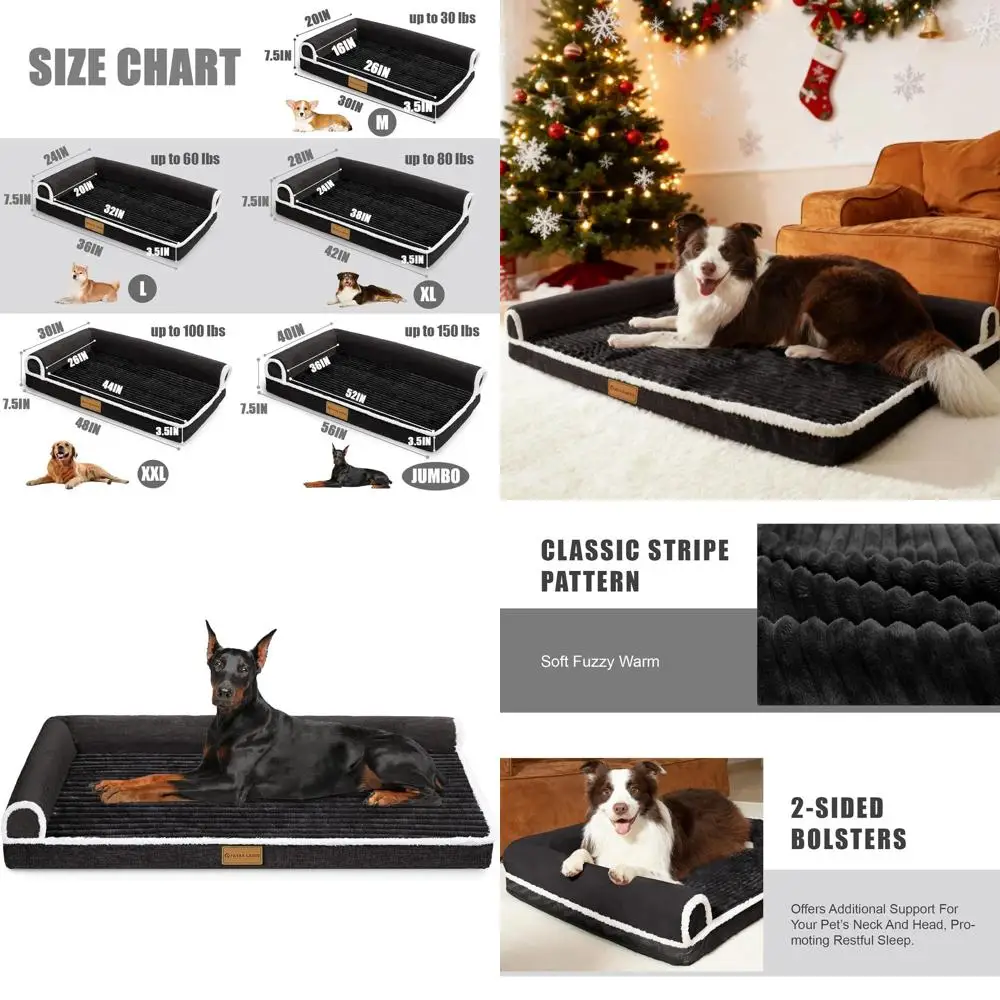 

Большая ортопедическая лежанка для собак 56x40 - водонепроницаемая, комфортная, с подушкой-валиком, нескользящая, теплая, со съемным моющимся чехлом, черная