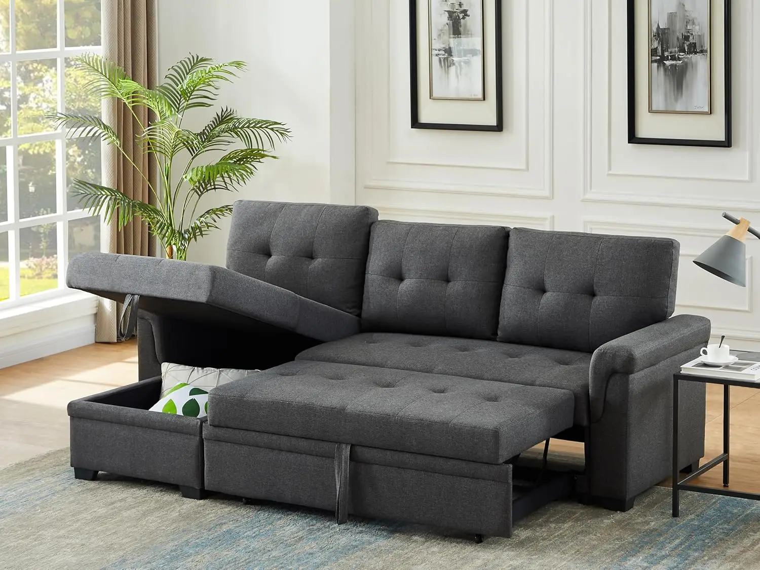 Sectional Sleeper Sofa - Versatile Sleeper Couch & Sofa Bed with Storage - Comfortable Couch with Storage, Small Sleeper Sofa