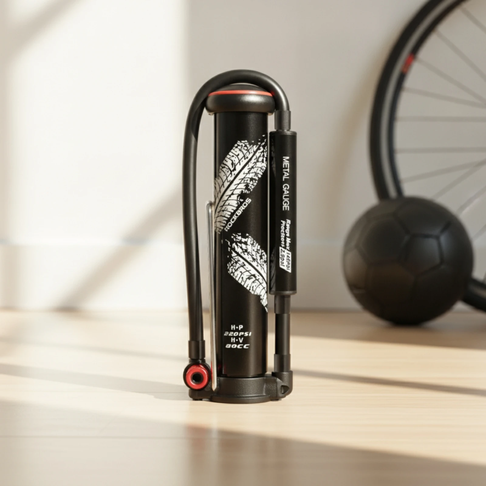 Bike Pump with Gauge Compact Hand Pump with Dual Valve Manual for Cyclists, Roadside Repairs, Garage