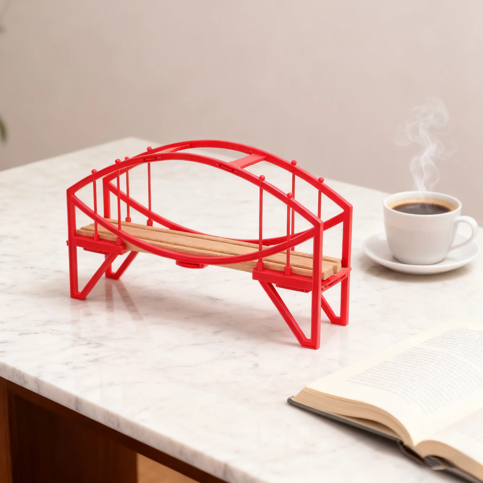 

Red Arch Bridge Plastic Wood Base Train Track Accessories For Sand Table Diy Railway Bridge Building Set