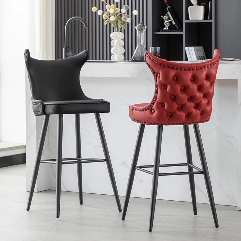 Black Luxury Bar Stool Modern Design Minimalist Metal Recreational Party Chairs Personalized Soft Taburetes De Bar Furniture