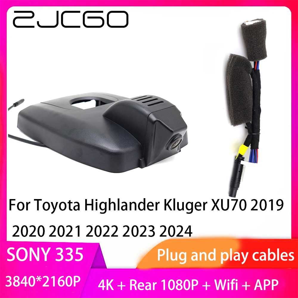 

ZJCGO Plug and Play DVR Dash Cam 4K 2160P Video Recorder For Toyota Highlander Kluger XU70 2019 2020 2021 2022 2023 2024