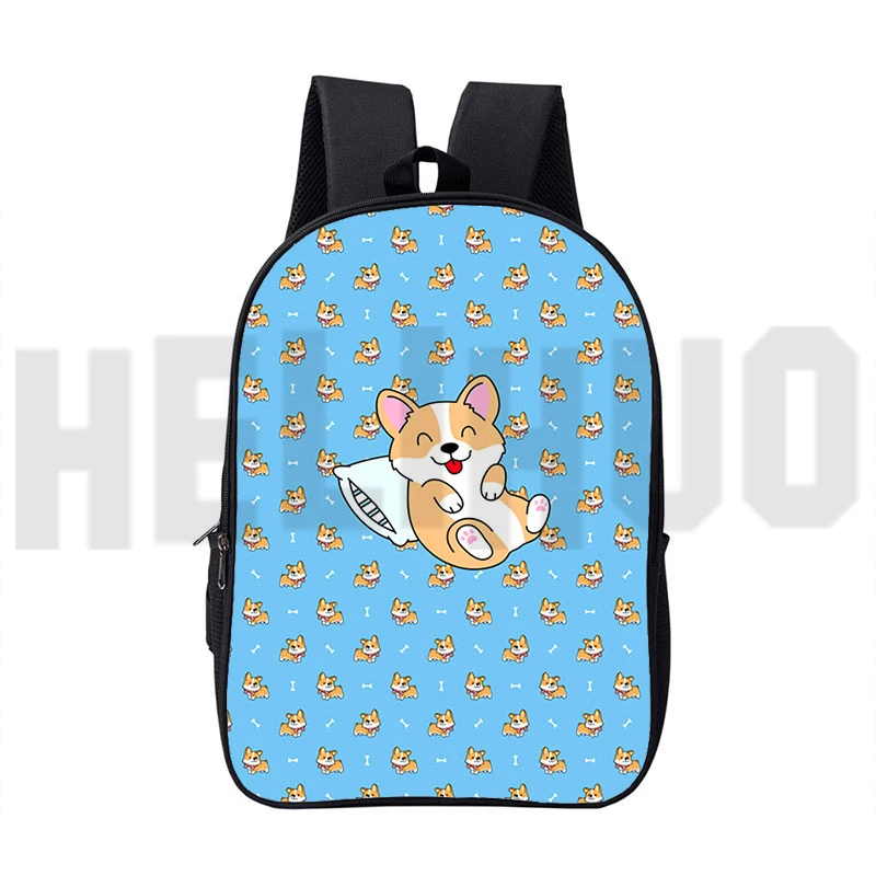 3D Print Pet Dog Welsh Corgi Pembroke Backpack Women Cute Travelbags Children Kawaii Bookbag Cartoon Cosplay Students School Bag