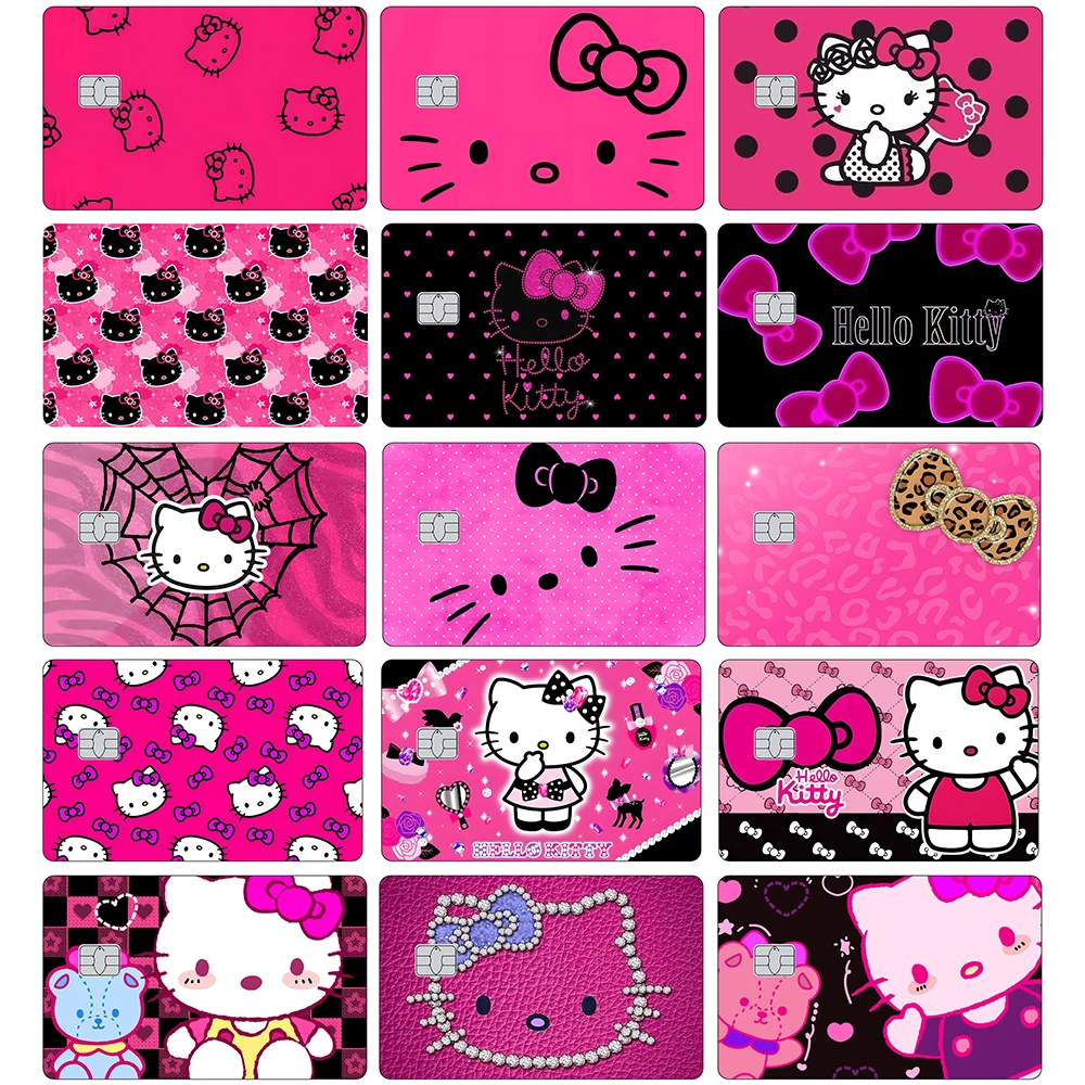 

Cartoon Hello Kitty Rose Red Series Credit Card Skin Stickers Anime Cute Sticker Suitable for VISA Credit Cards and Other Card