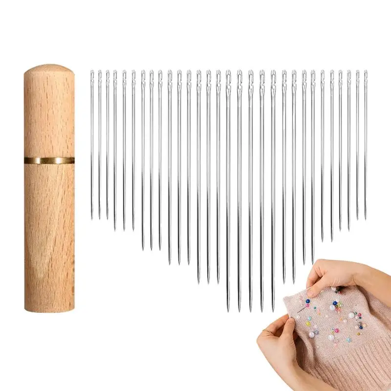 30Pcs Blind Sewing Needles No Needle Threading Multi-size Side Opening Elderly Household Hand Tools Sewing Tools with Organizer