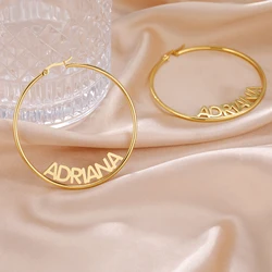Sipuris Personalized Custom Name Big Hoop Earrings Stainless Steel Earrings For Women Fashion Jewelry Accessories Gifts серьги