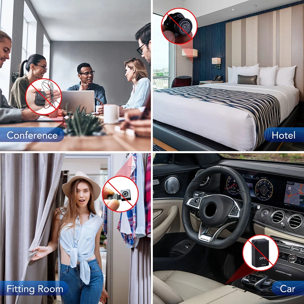 Hidden Camera Detector Anti-Spy Car GPS Tracker Listening Device Bug RF Wireless All Signal Scanner Gadget Security Protection