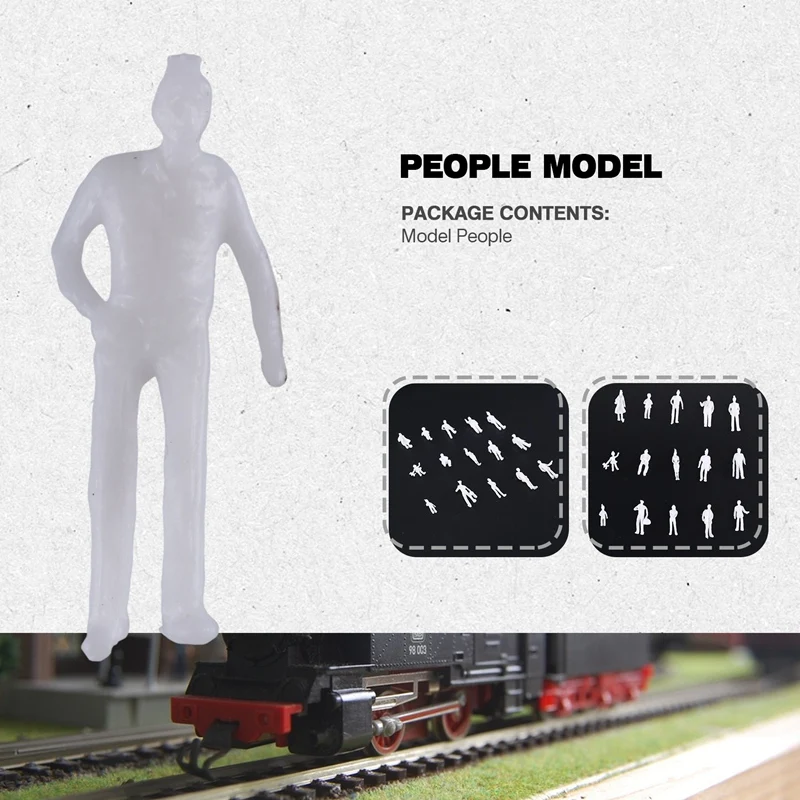 Figuras de trenes sin pintar, modelo de personas blancas, escala 1:100, HO, piezas, 100