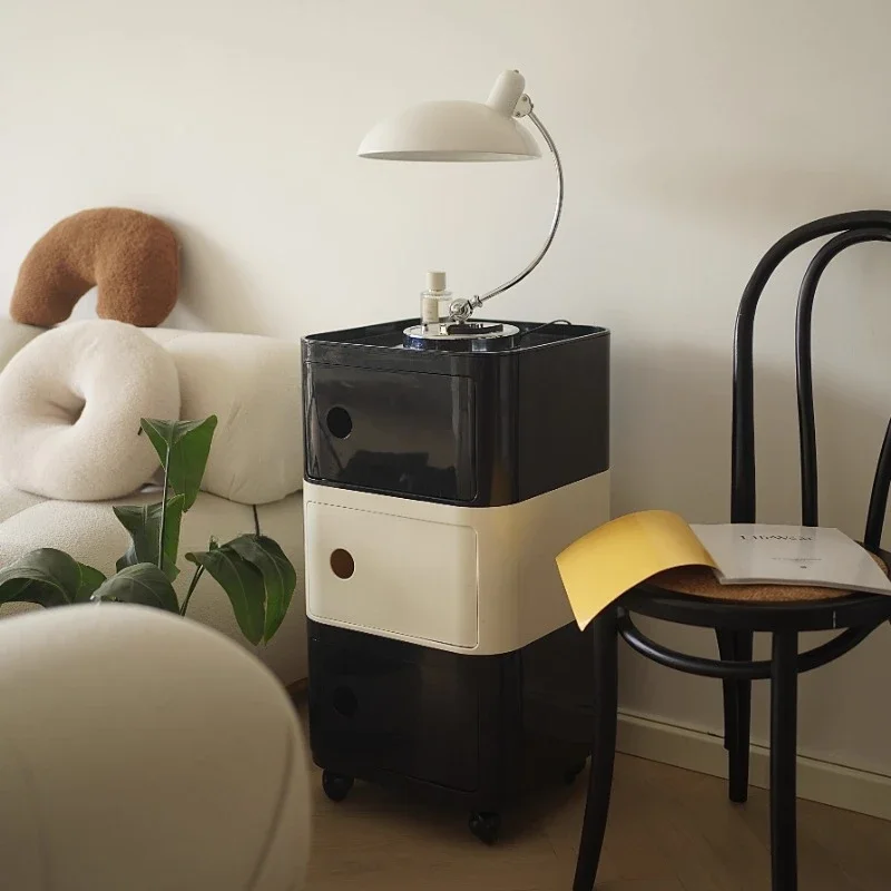 

Simple black-and-white square cabinet with movable side cabinets in ancient style, small-sized storage cabinet