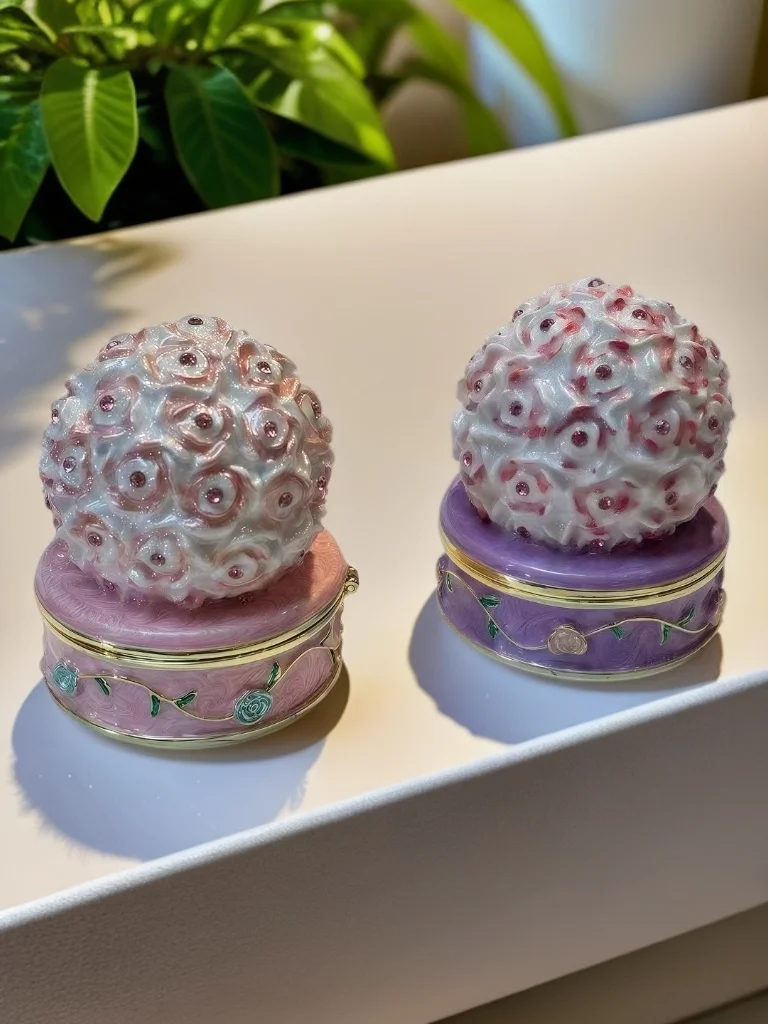 Metal Craft Enamel Ornament flower box Jewelry Box Decoration Bithday Gift Trinket Box For Home Decor Necklace Rings box