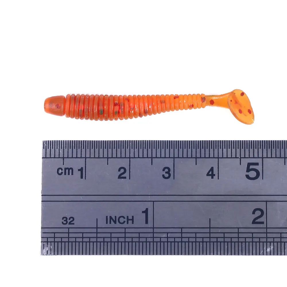 Hengjia 10/50 Stück 4,5 cm Kleiner Weicher Wurm Swimbait T-Schwanz Silikonköder Wobbler Angelzubehör für Karpfen Barsch Hecht – Detail 3