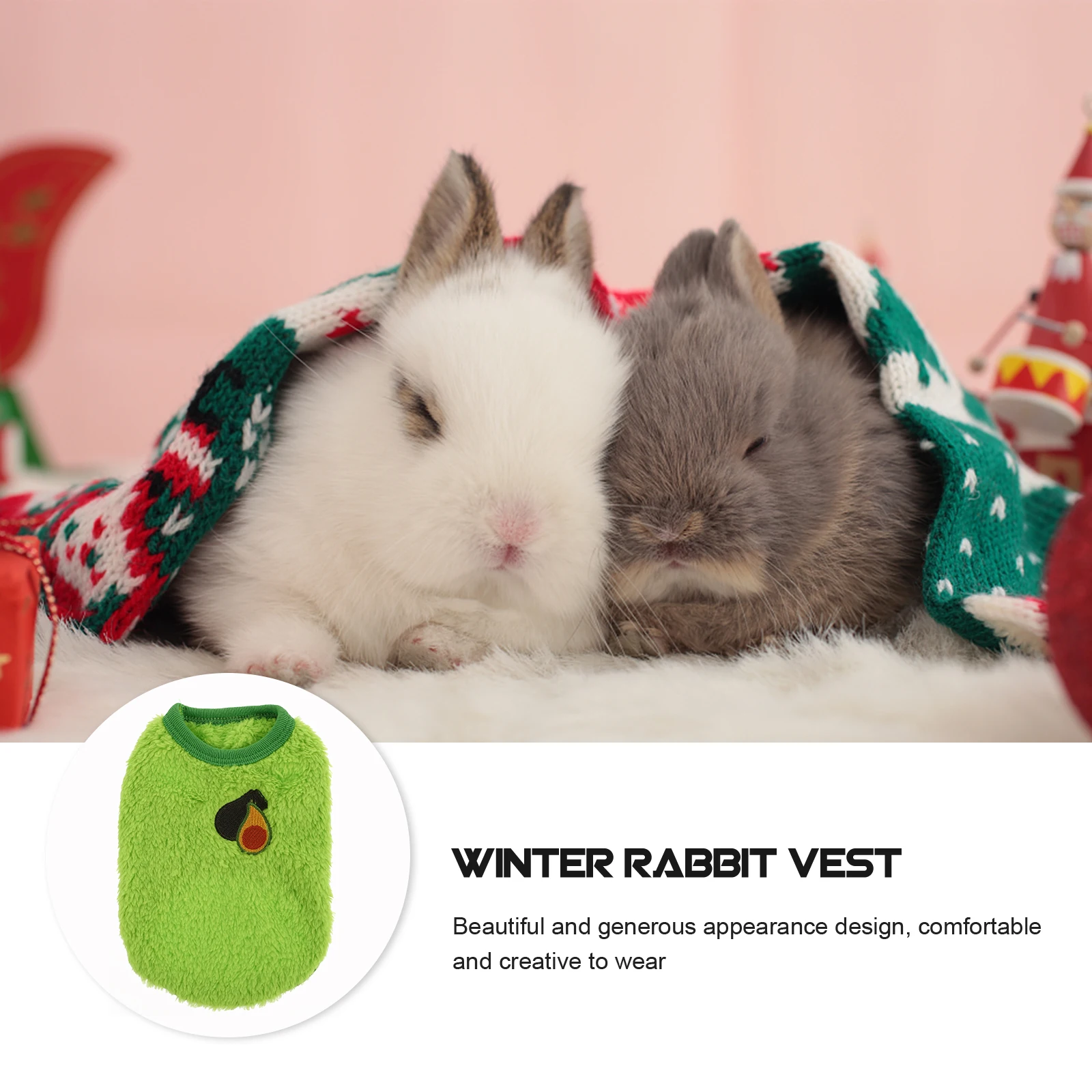 

Winter Pet Rabbit Clothes Warm Breathable Flannel Coat for Small Animals Washable Stylish Bunny Vest Decorative Apparel Fashion