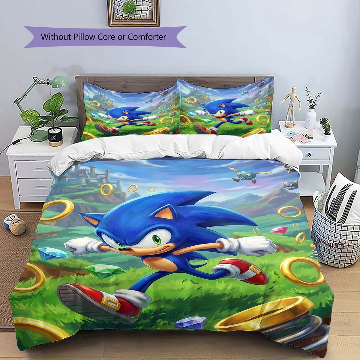Sonic the Hedgehog Daily Use Bedding Nice Fan Gift Patterned Duvet Cover Set Anime Bedroom Decor -xia67 - view 3