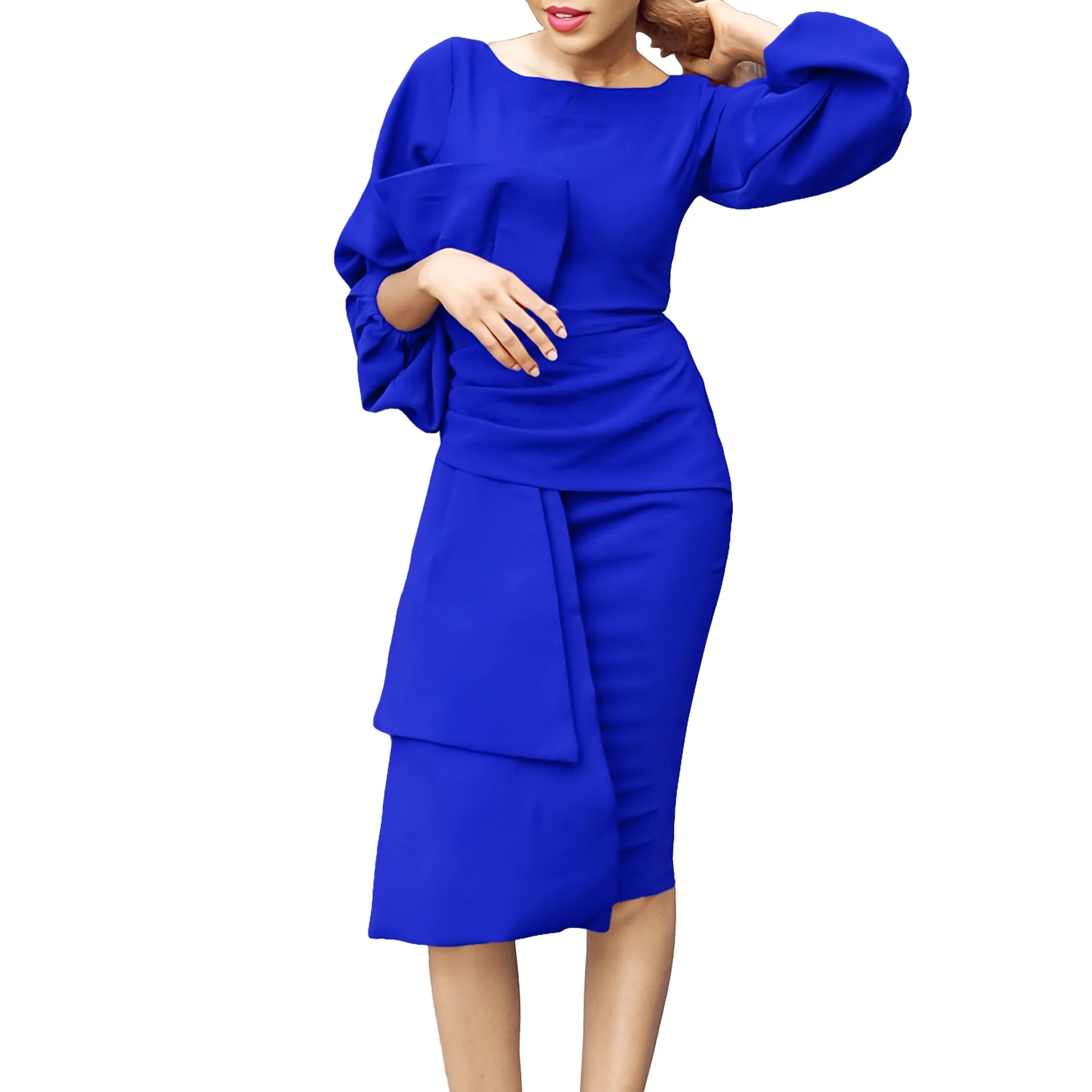 

African Dresses for Women Elegant African Long Sleeve O-neck 2024 Spring Party Evening Bodycon Dress Dashiki Africa Clothing