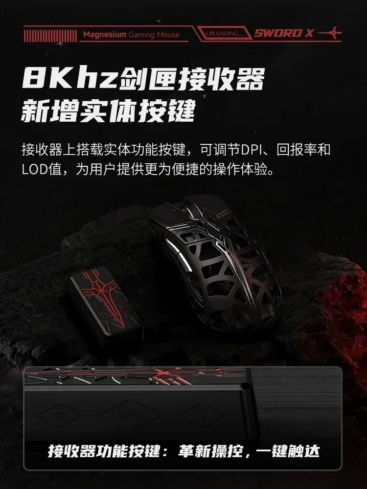 Wanling Sword X Mouse 8k Magnesium Alloy Dual Mode Wireless mouse Paw3950 Sensor Gaming Mouse Pc Gamer Accessories Office Gift