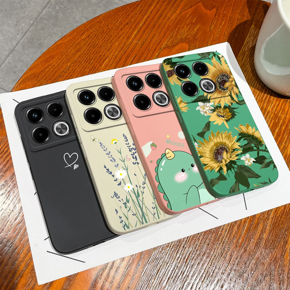 For Infinix Note 40 Pro Plus 4G 5G Case Cute Cartoon Dinosaur Smooth Liquid Cover For InfinixNote40 40Pro 40ProPlus 4G 5G Fundas