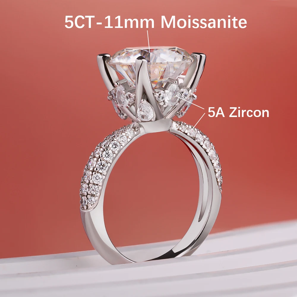 BXINY Moissanite Ring White 5CT S925 Silver 3
