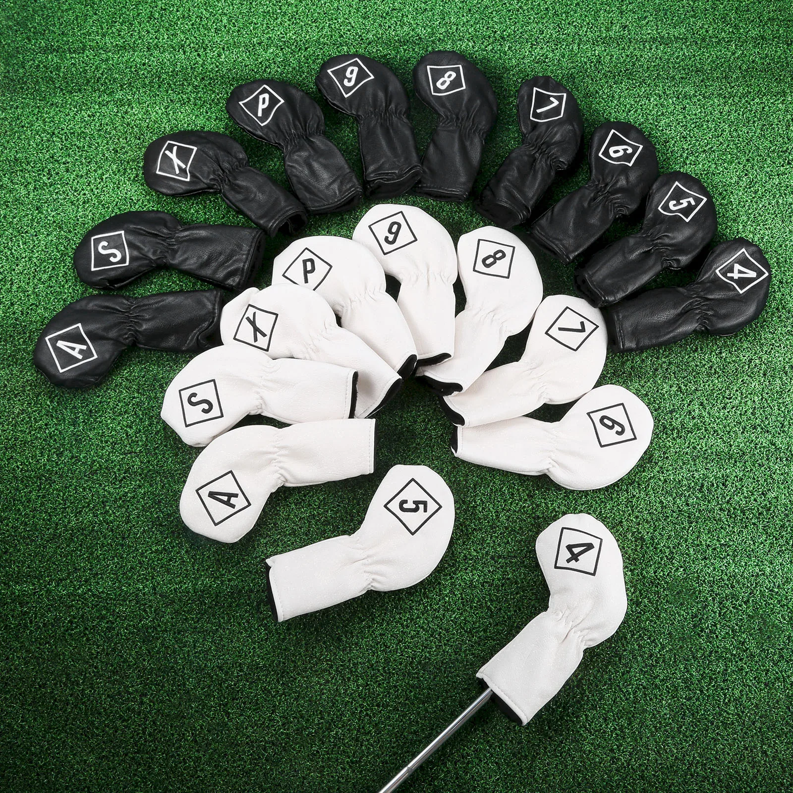 

10Pcs/Set PU Leather Golf Headcovers Golf Club Head Covers Embroidery Number 4-9,A,S,P,X Golf Training Equipment Accessories