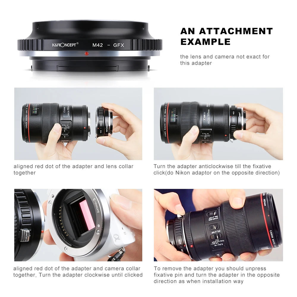 K&F CONCEPT Camera Lens Mount Adapter Ring for M42 Lenses to Fuji GFX Lens Mount Cameras Adapters M42-GFX