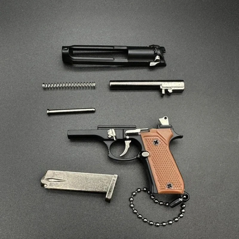 Alloy Pistol Keychain Mini Toy Gun Model 1:3 Scale Metal Keychain for Adults Kids Perfect Christmas Gift