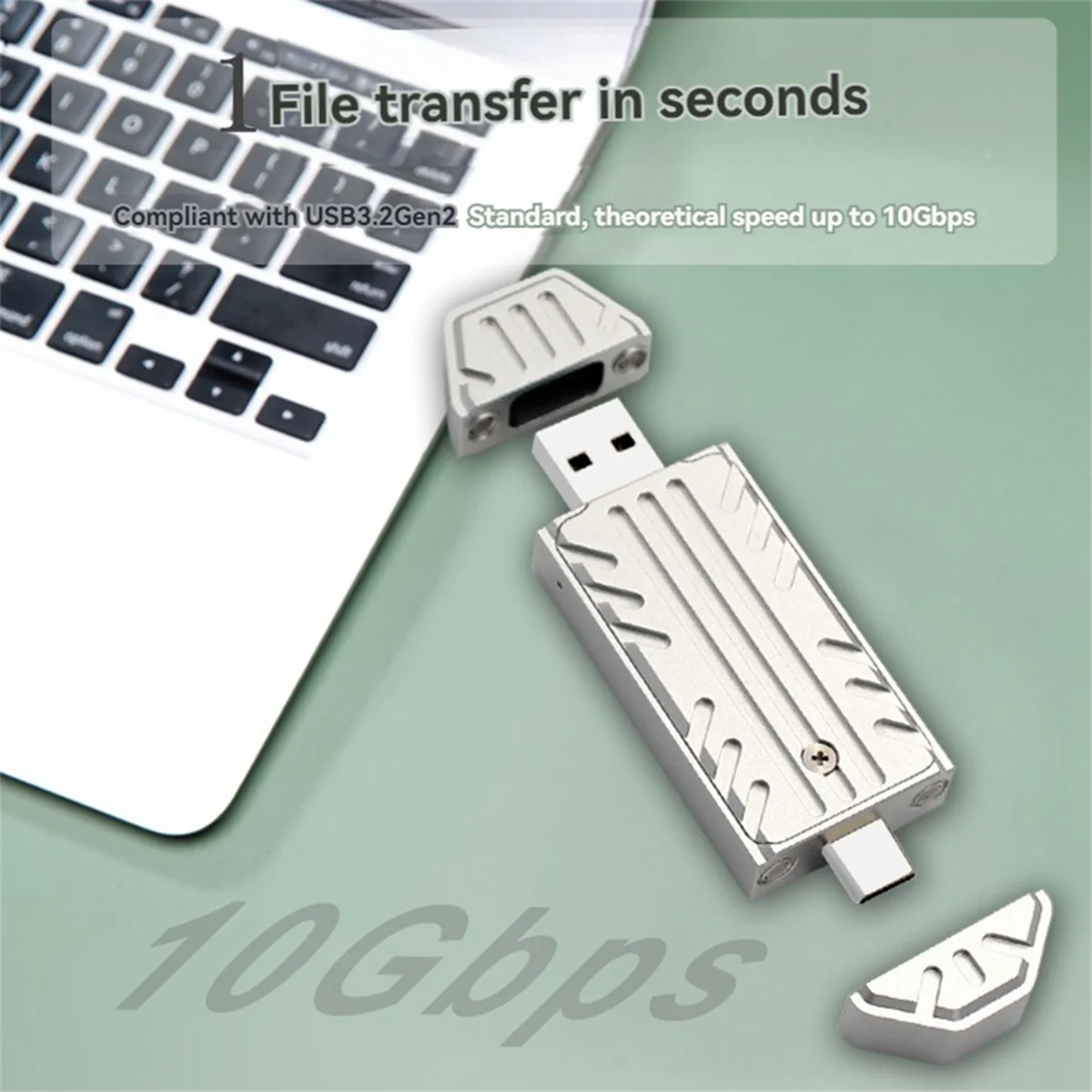 

B44CM.2 NVME SSD Case External Enclosure USB 3.2 Gen2 10Gbps Type-A + Type-C M2 NVME Adapter Box Supports 2230 M.2 NVME SSD
