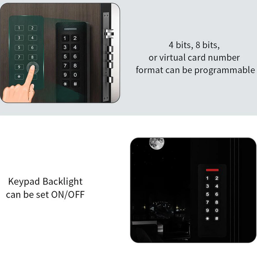 RFID Keyapd 125Khz 13.56Mhz ID IC EM Card Reader Wiegand 26 34 Interface Door Access Control Slave Card Reader Waterproof