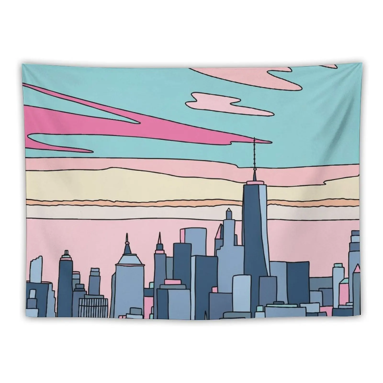 

City sunset by Elebea Tapestry Wall Art Decorative Paintings House Decor Tapestry