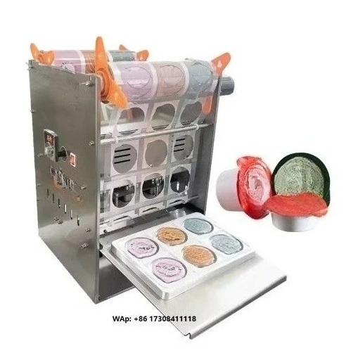 One Out of Six  Packing Machine Plastic Film Yogurt Coffee Cup Sealing Machine Sauce Cup Sealer for Tomato Sauce Salad Dressing