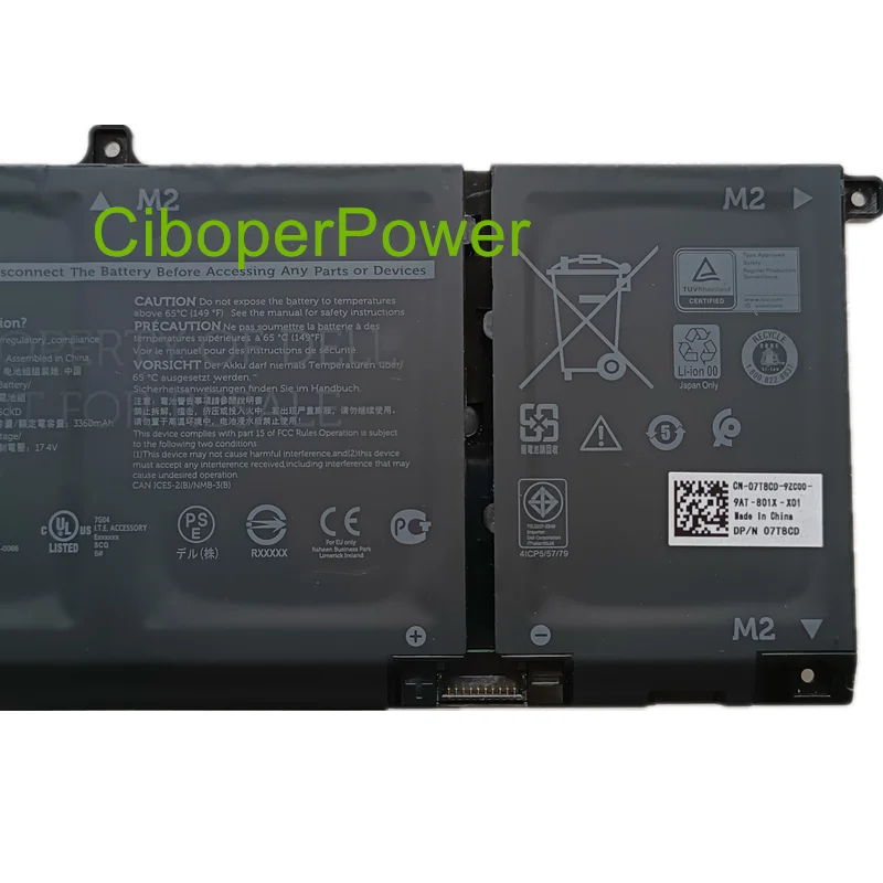 Batería de ordenador portátil H5CKD 15V/ 53Wh 9077G TXD03 para 15 3510 Notebook 4ICP5/57/78