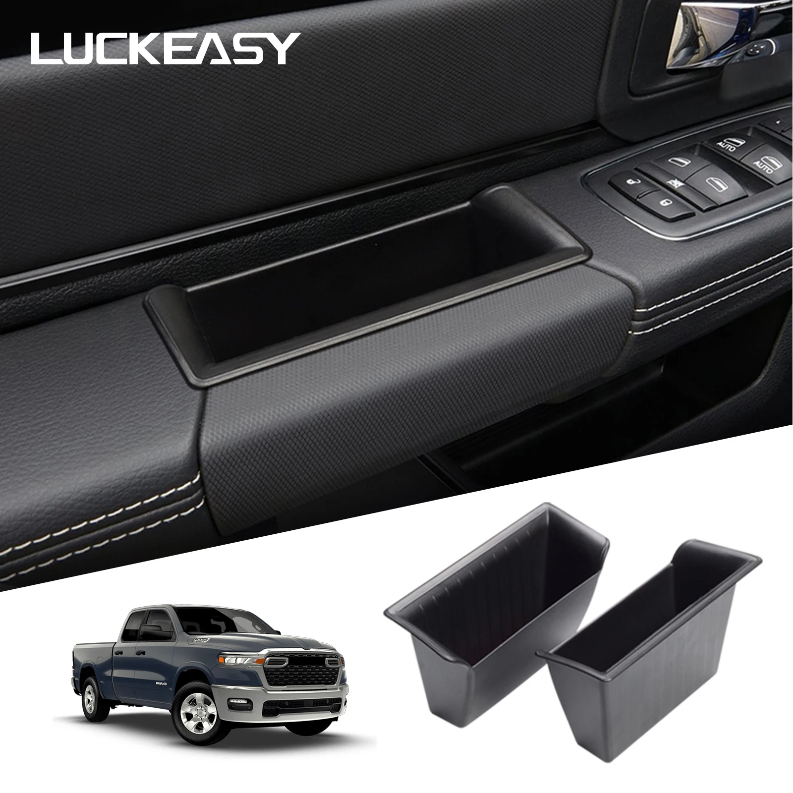 Für Dodge Ram 1500 2019-2026 Auto Türgriff Lagerung Box Auto Innen Zubehör ABS Vorne Hinten Tür Lagerung veranstalter Fach